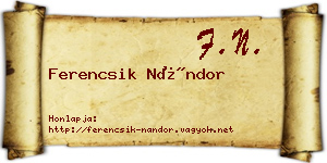 Ferencsik Nándor névjegykártya
